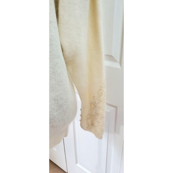 VTG SSG by Catharine Lover Ivory Lambswool Angora Sweater M Lace Beaded EUC - Picture 6 of 9